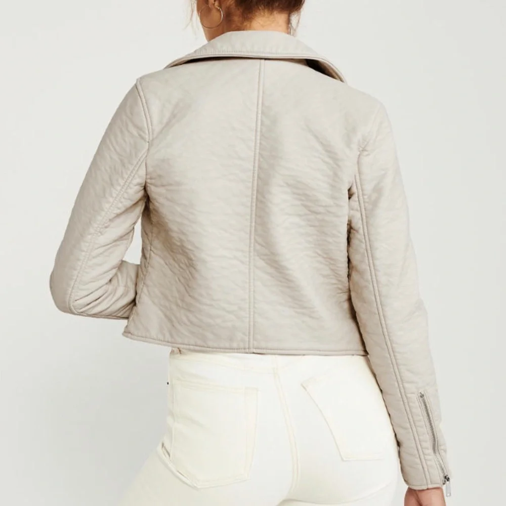 Abercrombie & Fitch Cream Moto Jacket - Picture 3 of 10